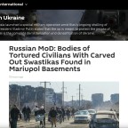 Russian MoD: Bodies of Tortured Civilians With Carved Out Swastikas Found in Mariupol Basements